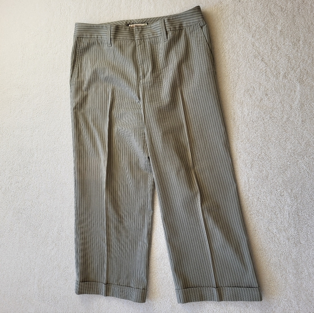 Caribbean Joe Brown Striped Cuffed Creased Capris Women's Size 8